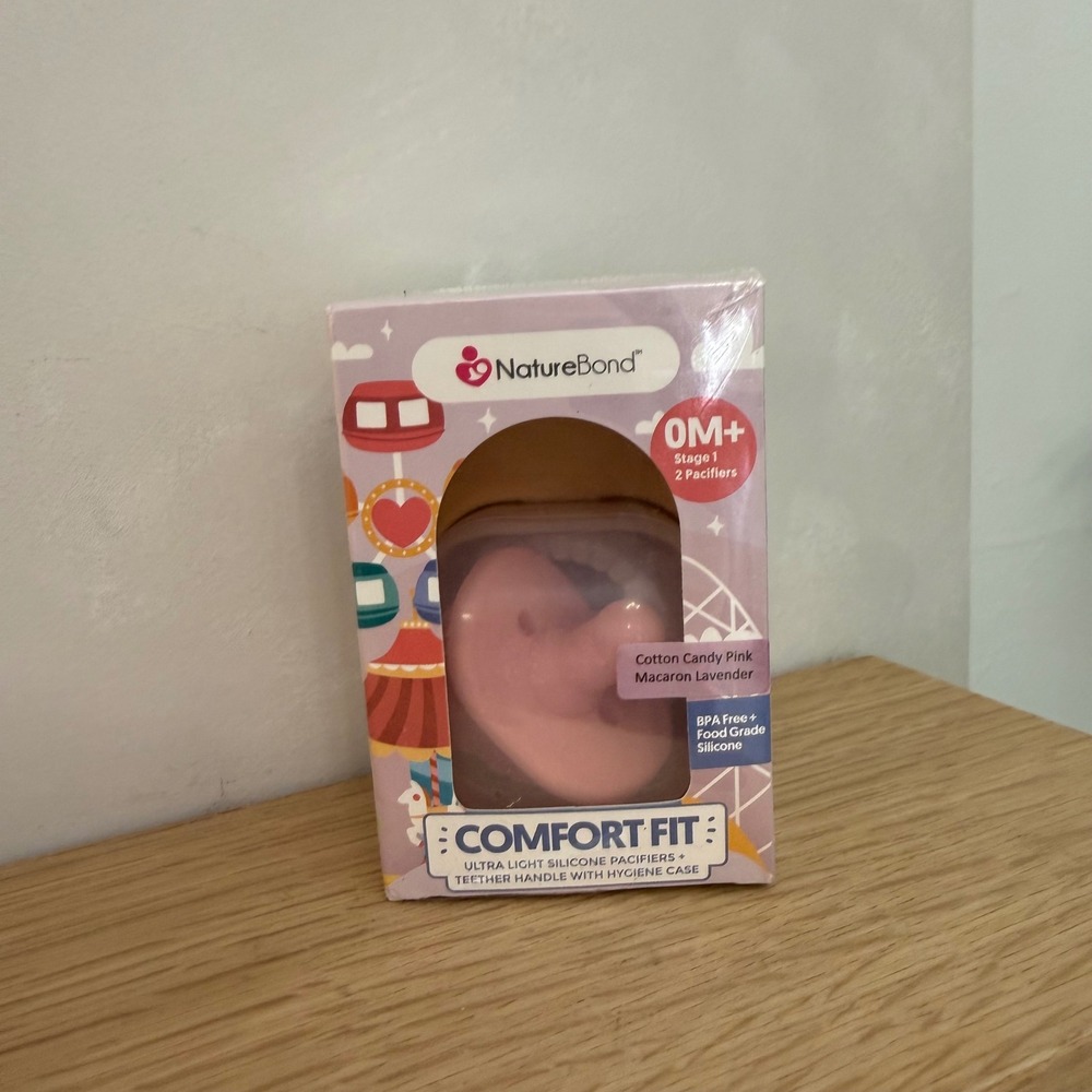 NatureBond Comfort Fit Silicone Pacifiers 2pk 0M+ Pink Lavender BPA Free